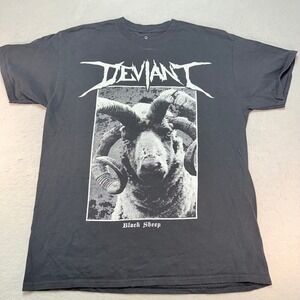Deviant Clothing "Black Sheep" Ram Horns Metalcore Graphic Tee Men's Large‎